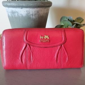 Vintage Red Coach Zipper Wallet